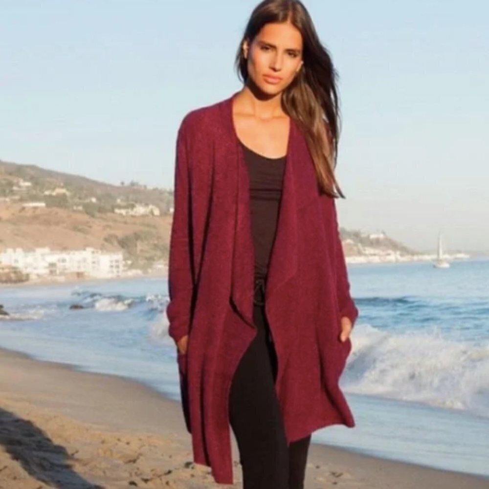 Barefoot Dreams Calypso Wrap Cardigan in Deep Red sz S/M